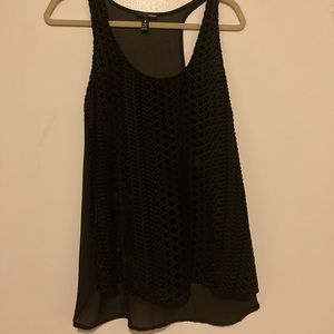 Black Patterned Aqua Tank Top Size Medium